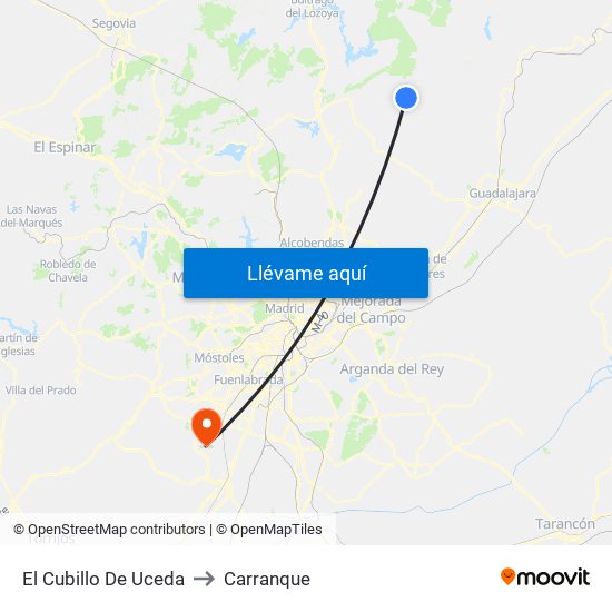 El Cubillo De Uceda to Carranque map