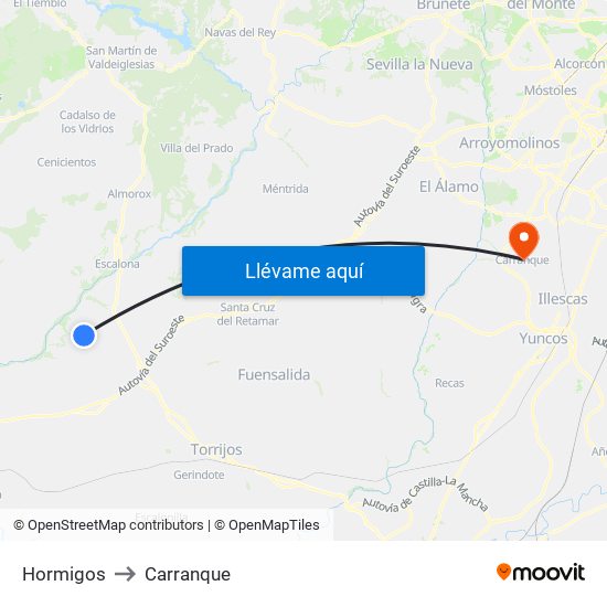 Hormigos to Carranque map