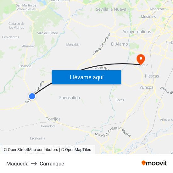 Maqueda to Carranque map