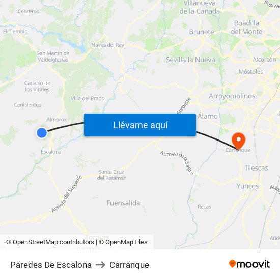 Paredes De Escalona to Carranque map