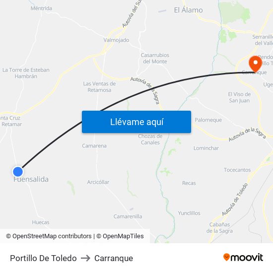 Portillo De Toledo to Carranque map