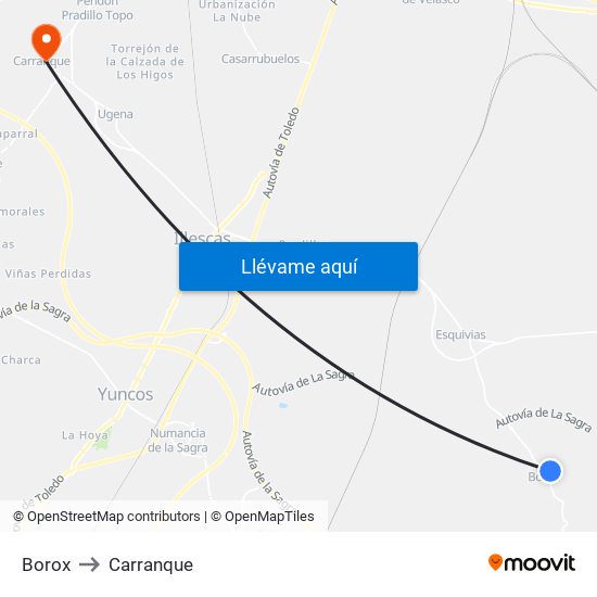Borox to Carranque map