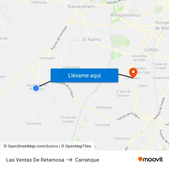 Las Ventas De Retamosa to Carranque map