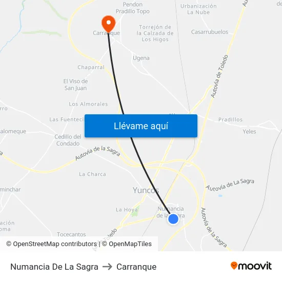 Numancia De La Sagra to Carranque map