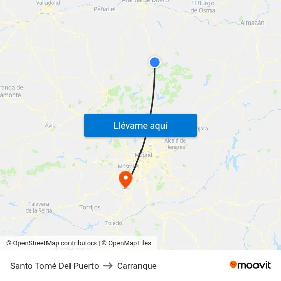 Santo Tomé Del Puerto to Carranque map
