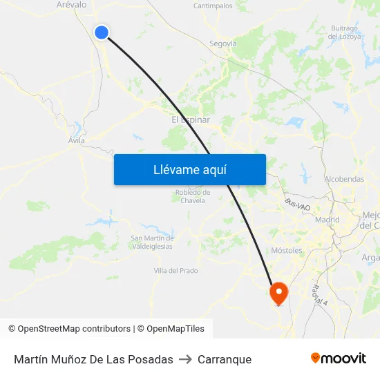 Martín Muñoz De Las Posadas to Carranque map