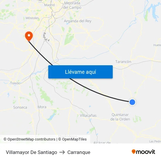 Villamayor De Santiago to Carranque map