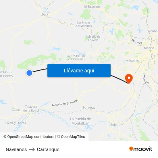 Gavilanes to Carranque map