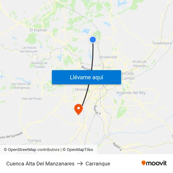 Cuenca Alta Del Manzanares to Carranque map