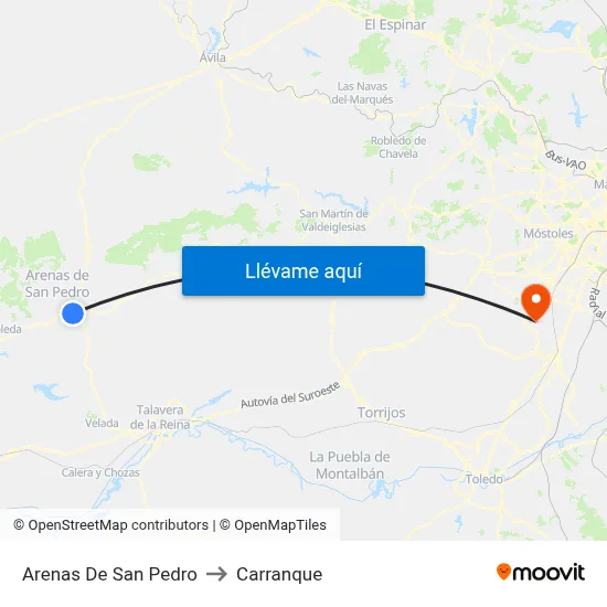 Arenas De San Pedro to Carranque map