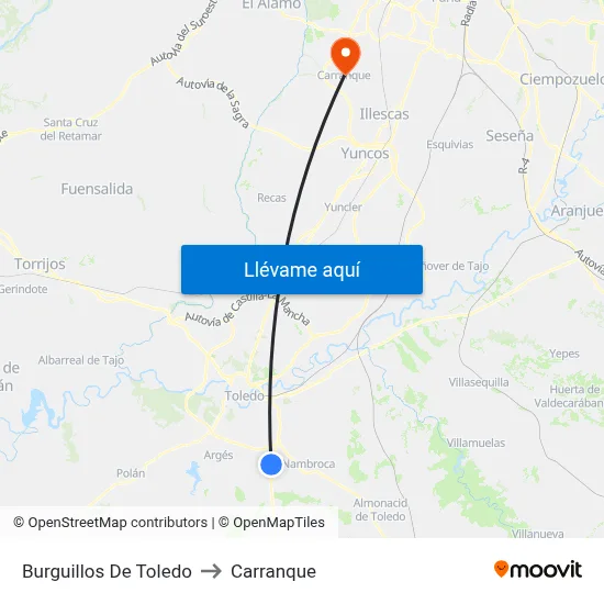 Burguillos De Toledo to Carranque map