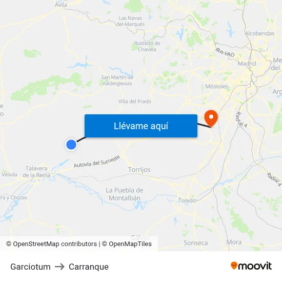 Garciotum to Carranque map