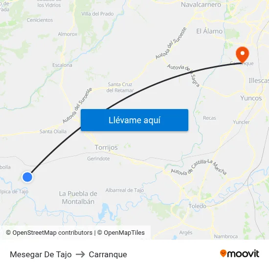 Mesegar De Tajo to Carranque map