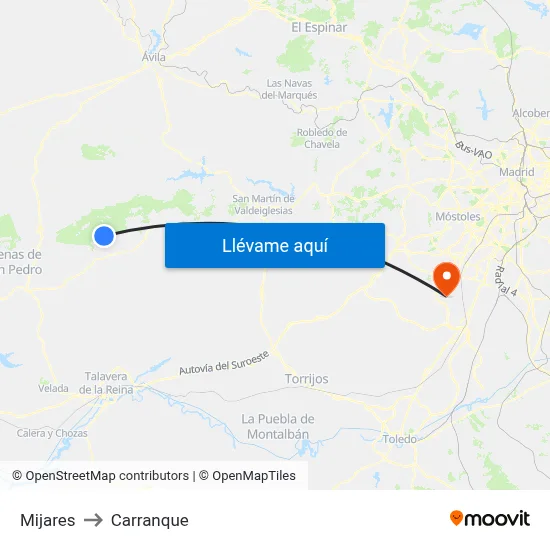 Mijares to Carranque map