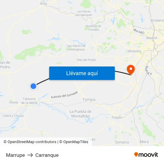Marrupe to Carranque map