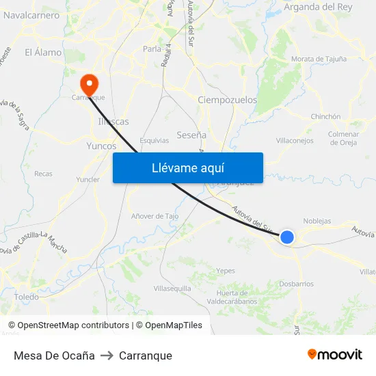Mesa De Ocaña to Carranque map