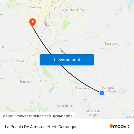 La Puebla De Almoradiel to Carranque map