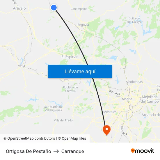 Ortigosa De Pestaño to Carranque map