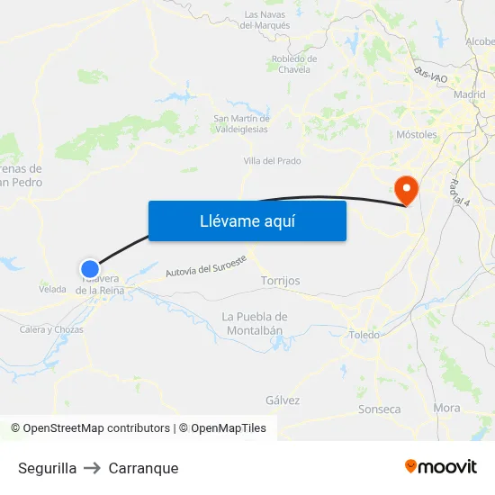 Segurilla to Carranque map
