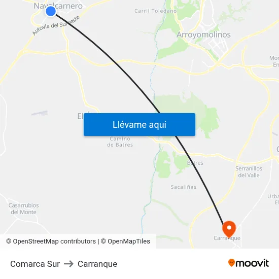Comarca Sur to Carranque map