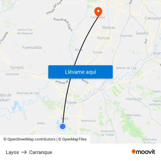 Layos to Carranque map