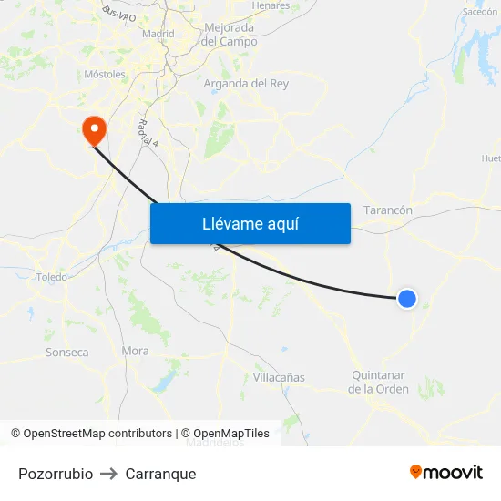 Pozorrubio to Carranque map