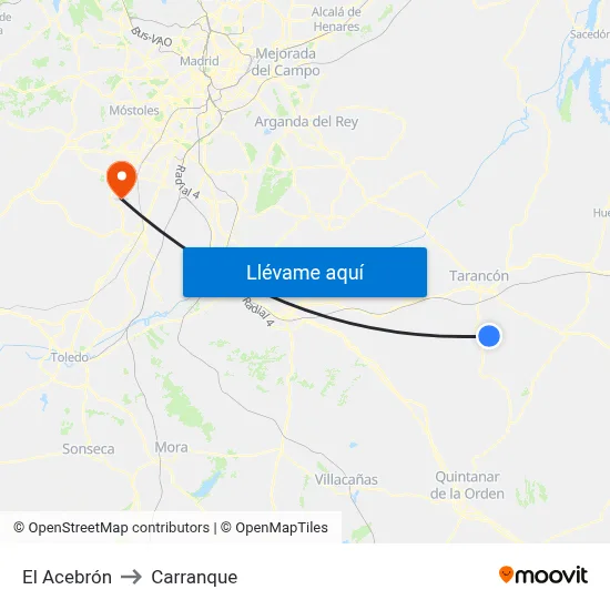 El Acebrón to Carranque map