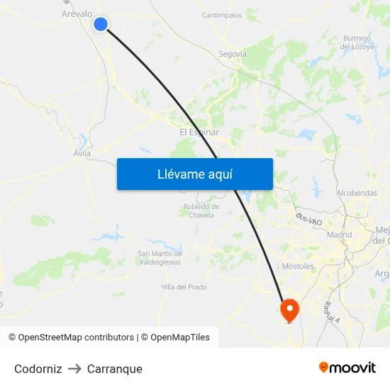 Codorniz to Carranque map