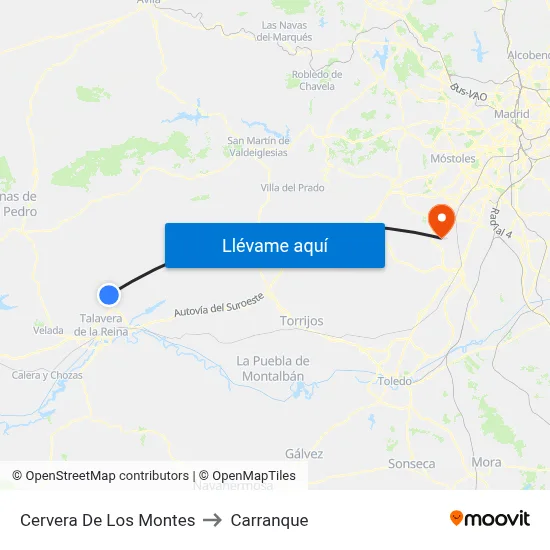 Cervera De Los Montes to Carranque map