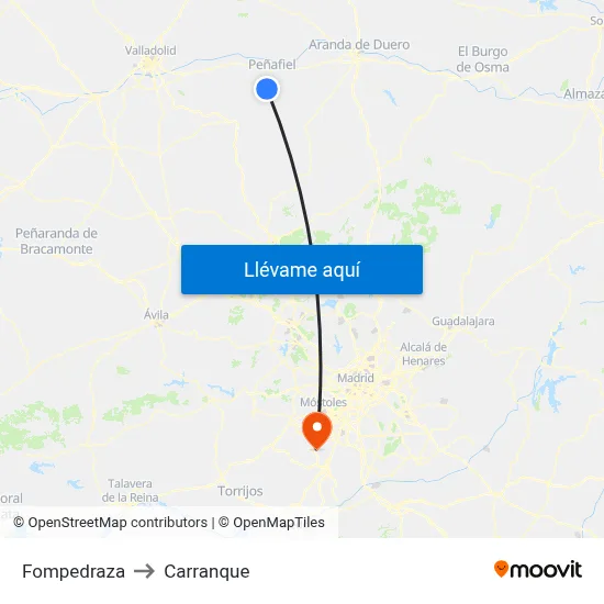 Fompedraza to Carranque map