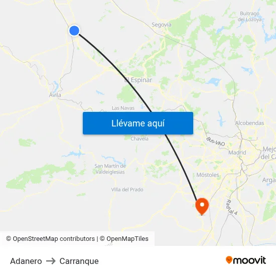 Adanero to Carranque map