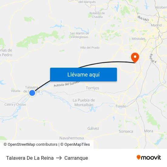 Talavera De La Reina to Carranque map