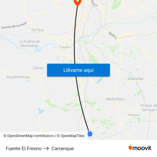 Fuente El Fresno to Carranque map