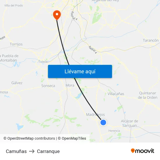 Camuñas to Carranque map