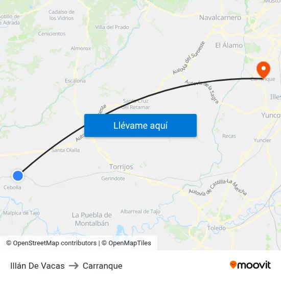 Illán De Vacas to Carranque map