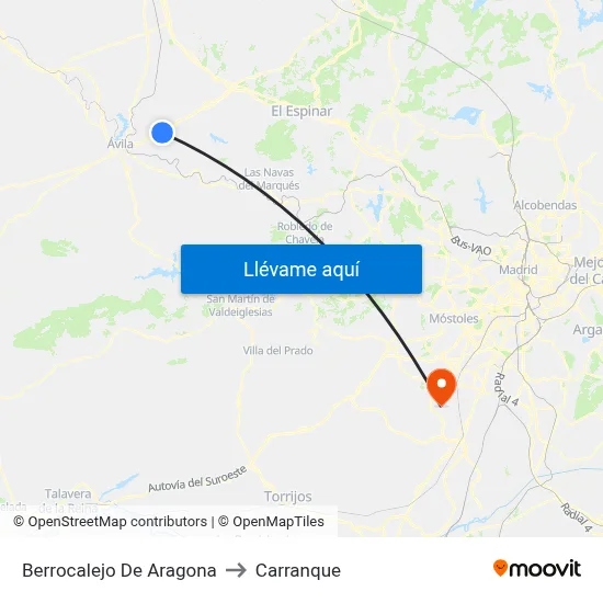 Berrocalejo De Aragona to Carranque map