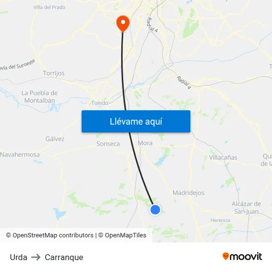 Urda to Carranque map