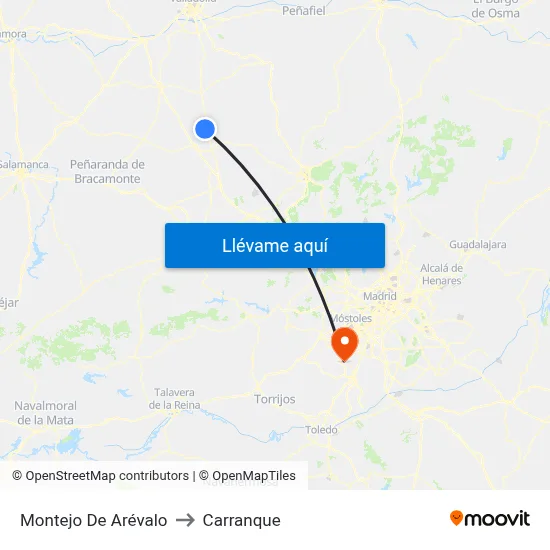 Montejo De Arévalo to Carranque map