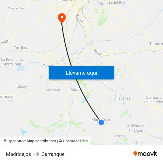 Madridejos to Carranque map