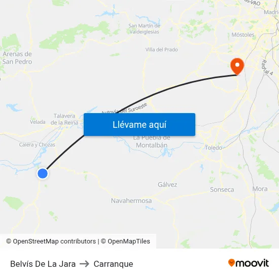 Belvís De La Jara to Carranque map