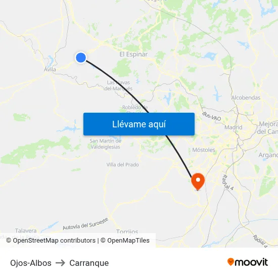 Ojos-Albos to Carranque map