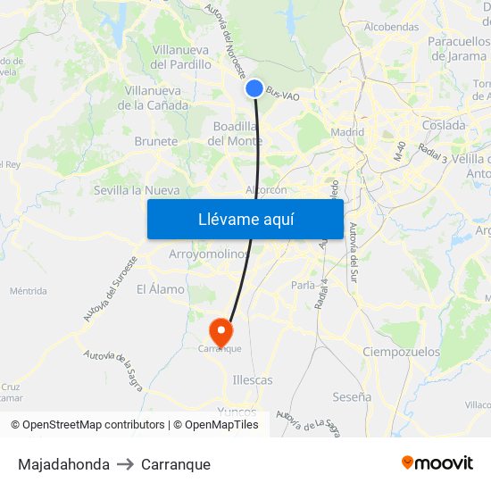 Majadahonda to Carranque map