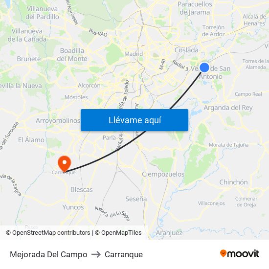 Mejorada Del Campo to Carranque map