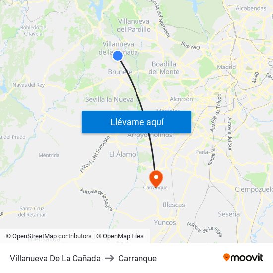 Villanueva De La Cañada to Carranque map