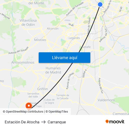 Estación De Atocha to Carranque map
