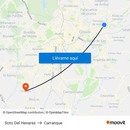 Soto Del Henares to Carranque map