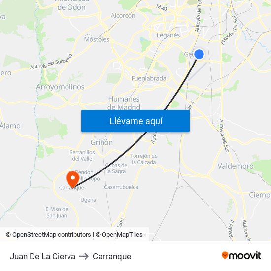 Juan De La Cierva to Carranque map