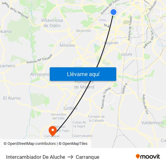 Intercambiador De Aluche to Carranque map