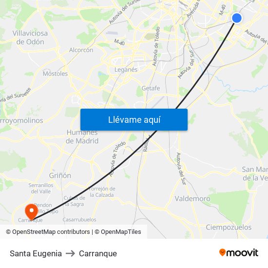 Santa Eugenia to Carranque map