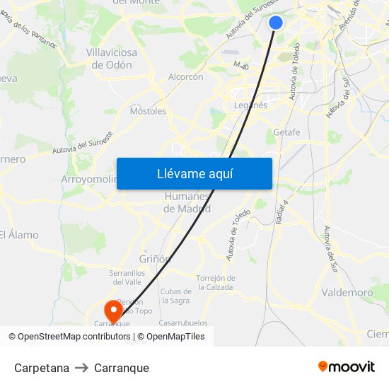 Carpetana to Carranque map